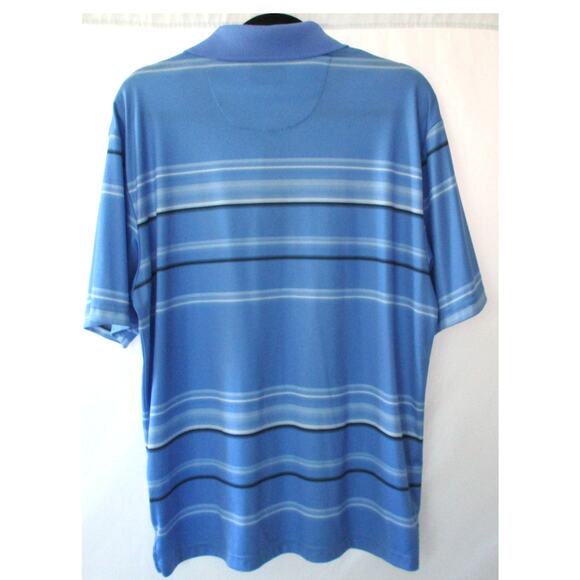 PGA Tour Men's Blue Striped Short Sleeve Stretch Golf Polo Shirt Size Large - Picture 4 of 7